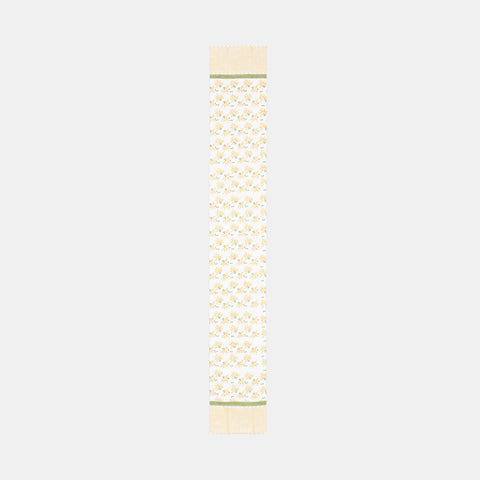 Yellow Lily Hand Block Printed Floral Table Runner, 13x90