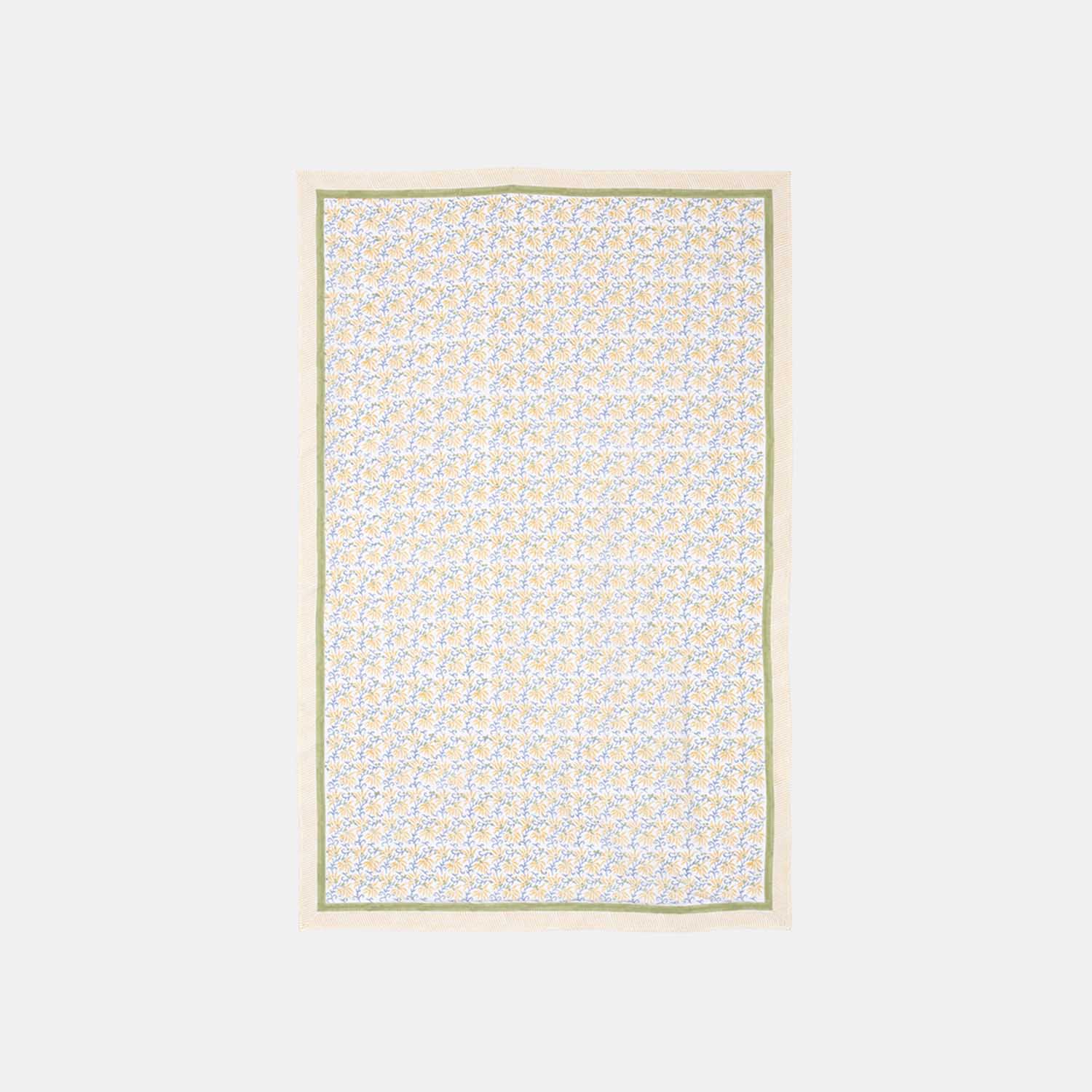 Yellow Lily Hand Block Printed Floral Table Cloth