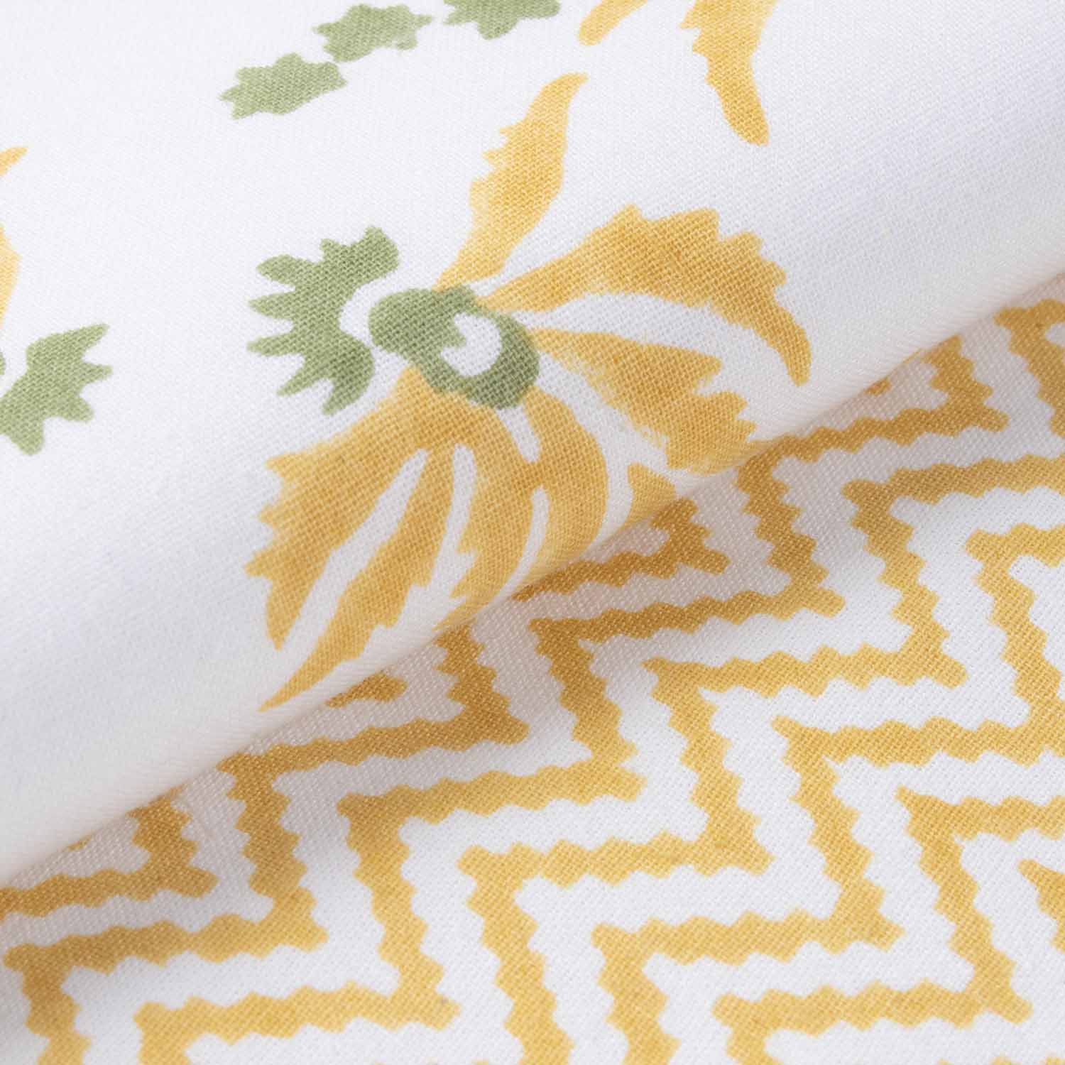 Yellow Lily Hand Block Printed Floral Table Runner, 13x90