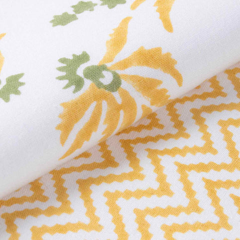 Yellow Lily Hand Block Printed Floral Table Runner, 13x90