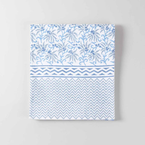Blue Lily Hand Block Printed Floral Table Runner, 13x90