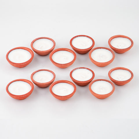 Terracotta Soy Wax Diya Set