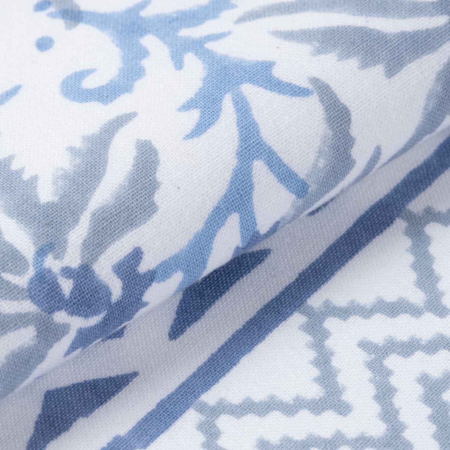 Blue Lily Hand Block Printed Floral Table Runner, 13x90