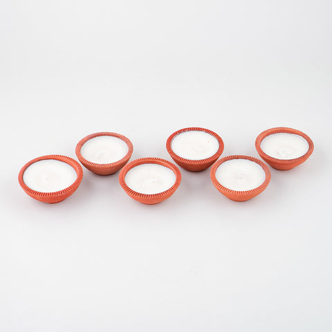 Terracotta Soy Wax Diya Set