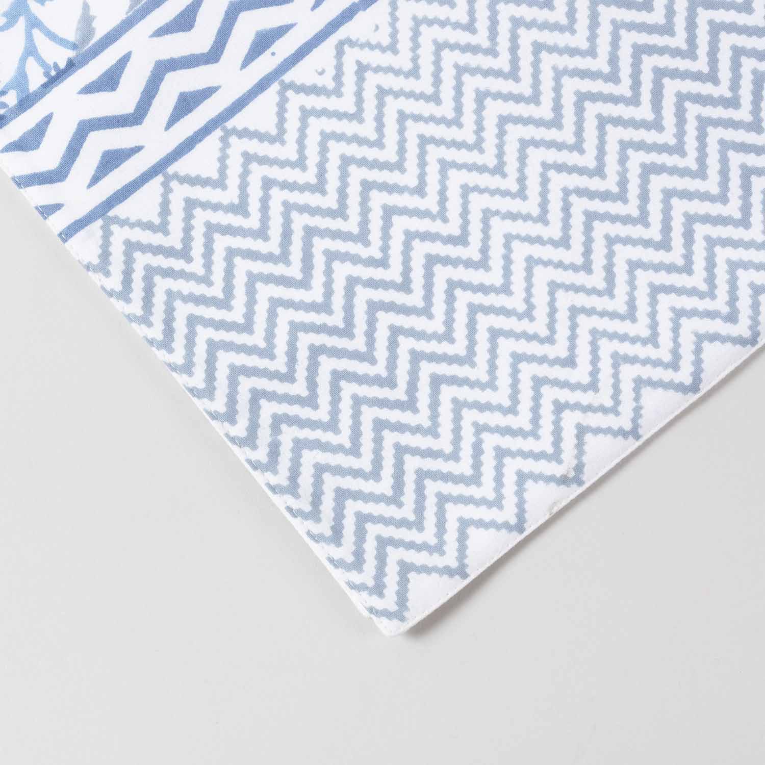 Blue Lily Hand Block Printed Floral Table Runner, 13x90