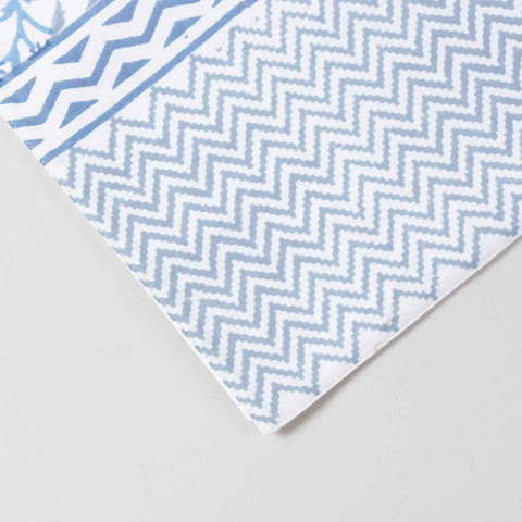 Blue Lily Hand Block Printed Floral Table Runner, 13x90