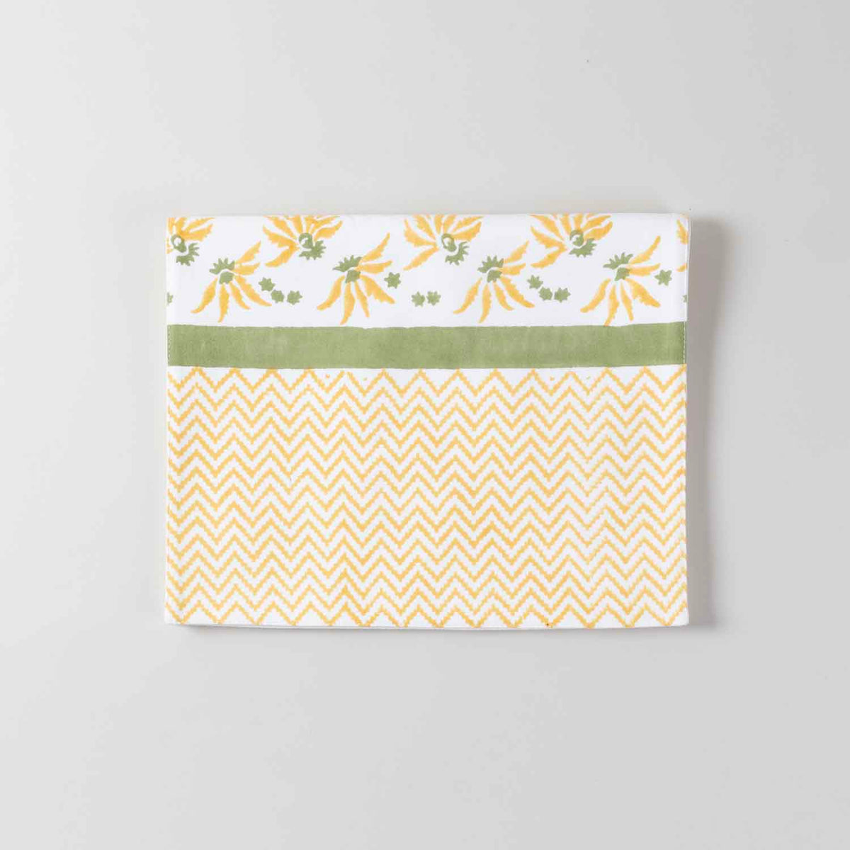 Yellow Lily Hand Block Printed Floral Table Runner, 13x42