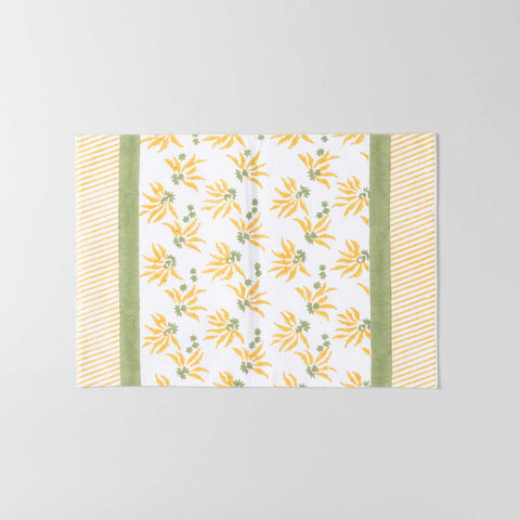 Yellow Lily Hand Block Printed Floral Placemat Set of 2
