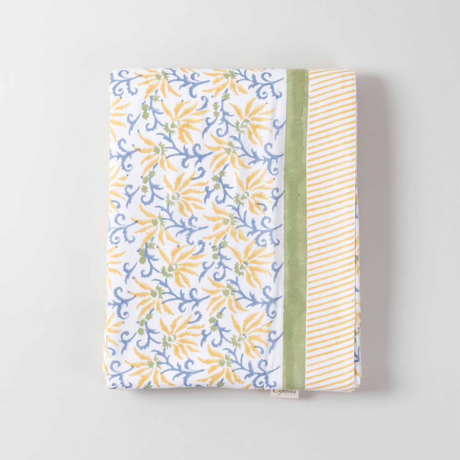 Yellow Lily Hand Block Printed Floral Table Cloth