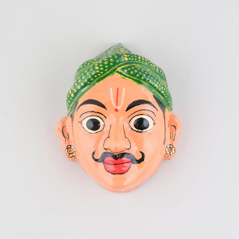 Handcrafted Cheriyal Couple Mask, Set of 2, Peach