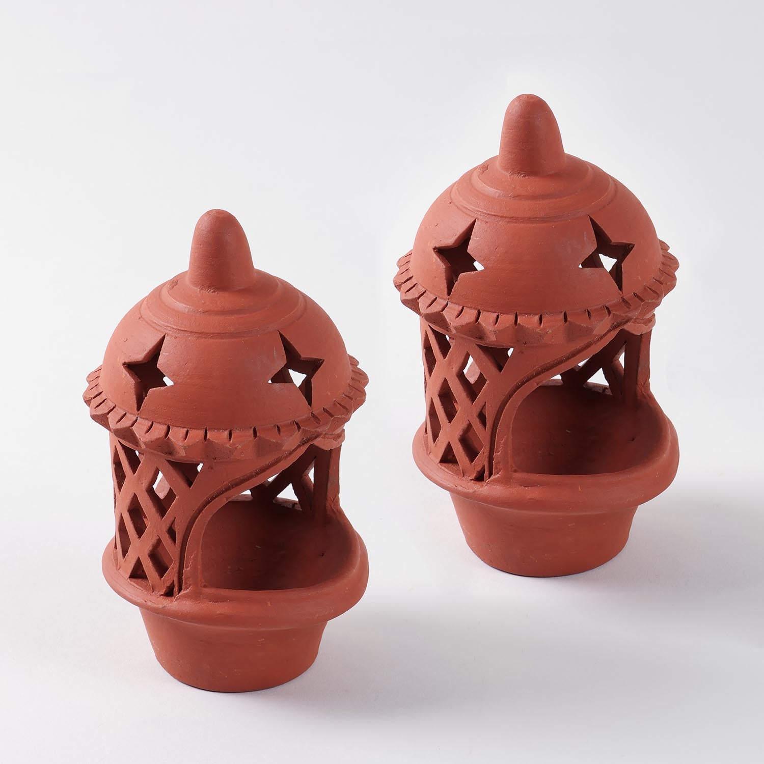 Cutwork Terracotta Lamp Set of 2