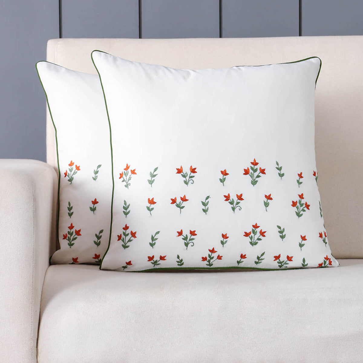 Flower Buti Hand Embroidered Cushion Cover Set of 2