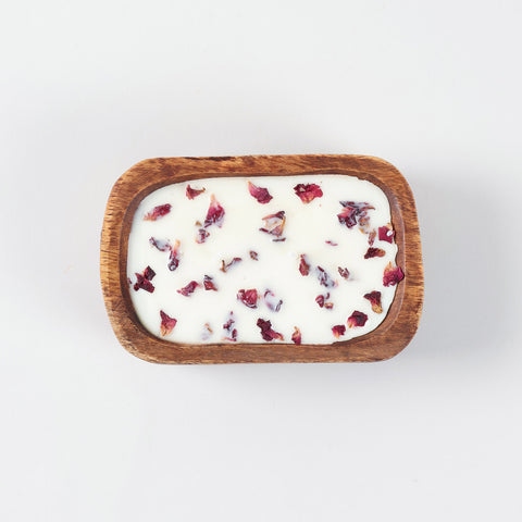 Rose Scented Wooden Tub Soy Wax Candle