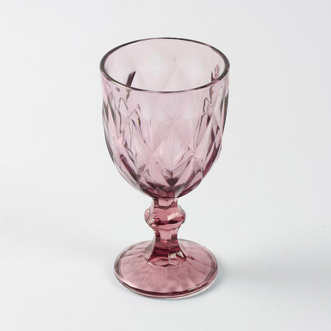 Diamond Wine Glasses Set of 2, Pink/Green