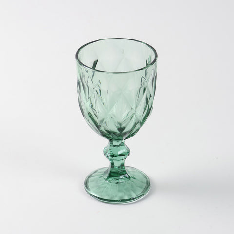 Diamond Wine Glasses Set of 2, Pink/Green