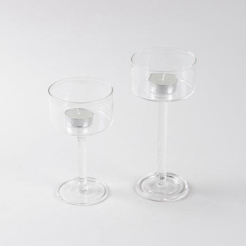 Glass Candle Holder/Stand Set of 2