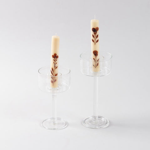 Glass Candle Holder/Stand Set of 2