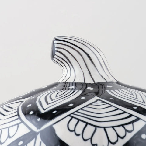 Ceramic Pumpkin Tea Light Holder - Black & White