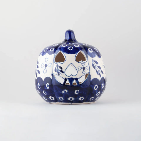 Ceramic Pumpkin Tea Light Holder - Blue