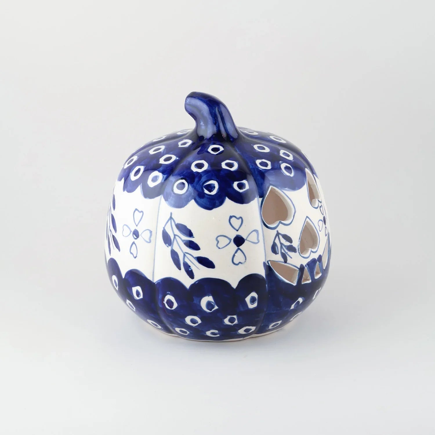 Ceramic Pumpkin Tea Light Holder - Blue