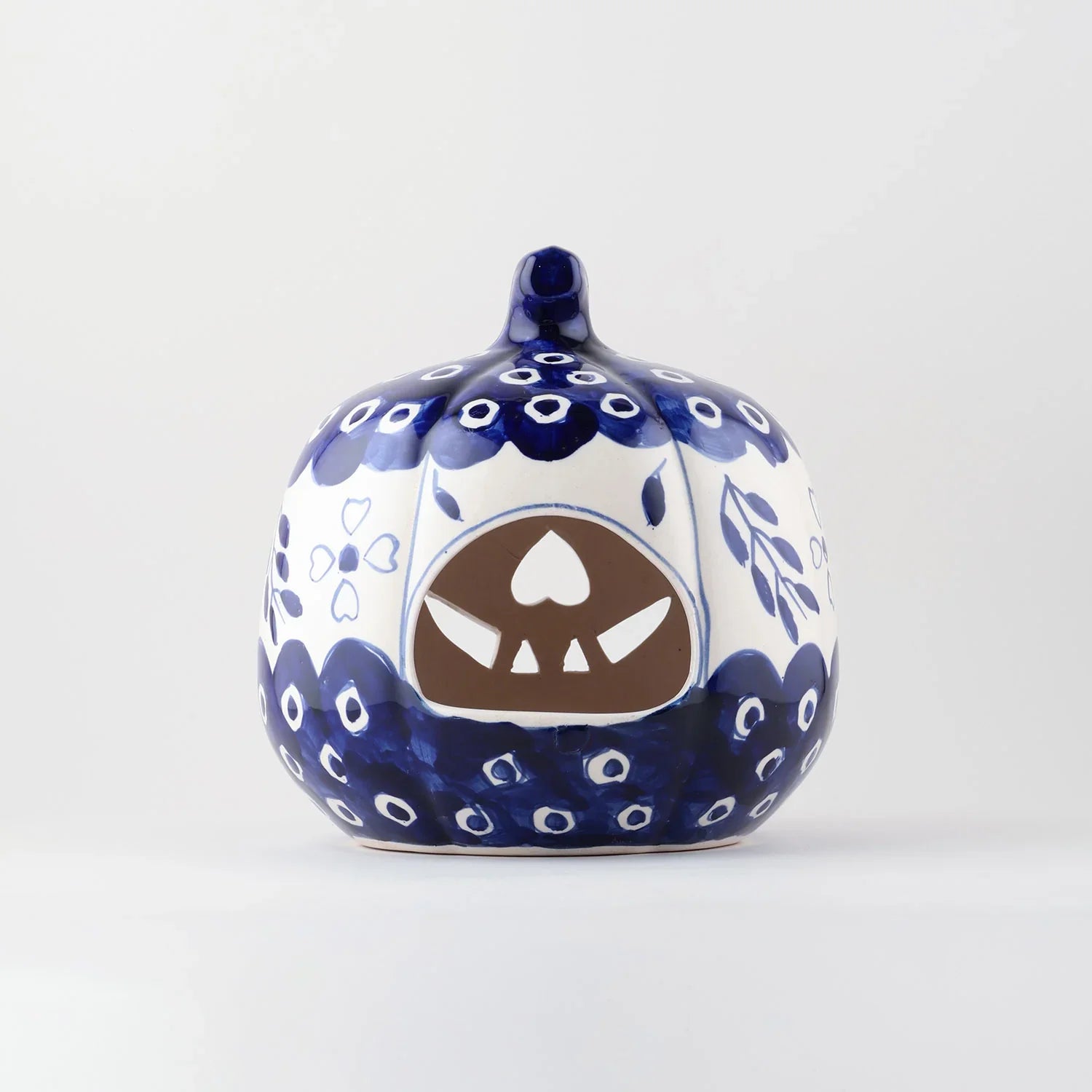 Ceramic Pumpkin Tea Light Holder - Blue