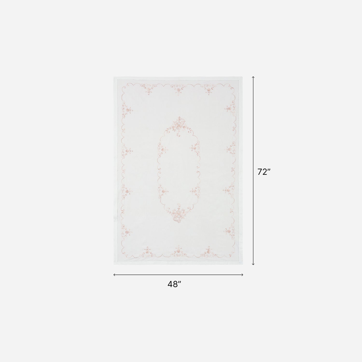 Beige Floral Embroidered Cutwork Table Cloth