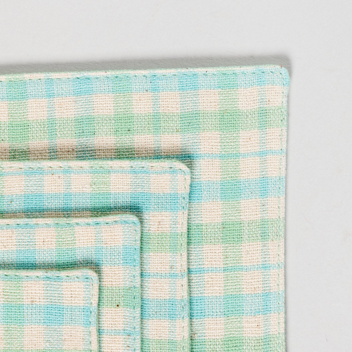 Hand Woven Blue/Green Fabric Coasters Set of 4 - 4x4
