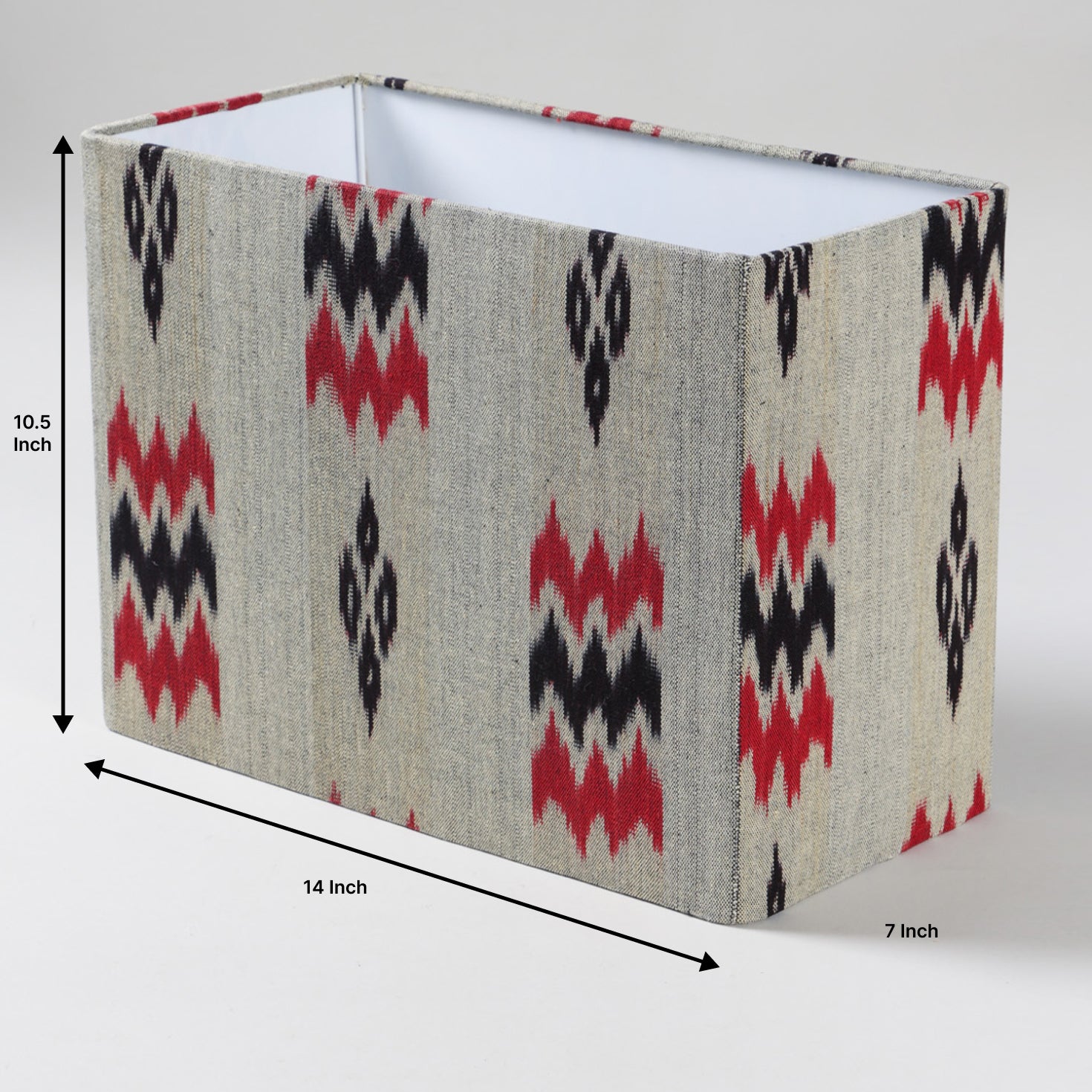 Hand Woven Ikat Lampshade Grey - 10x14x7