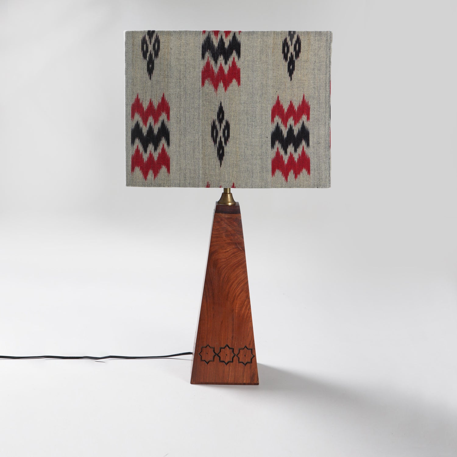 Hand Woven Ikat Lampshade Grey - 10x14x7