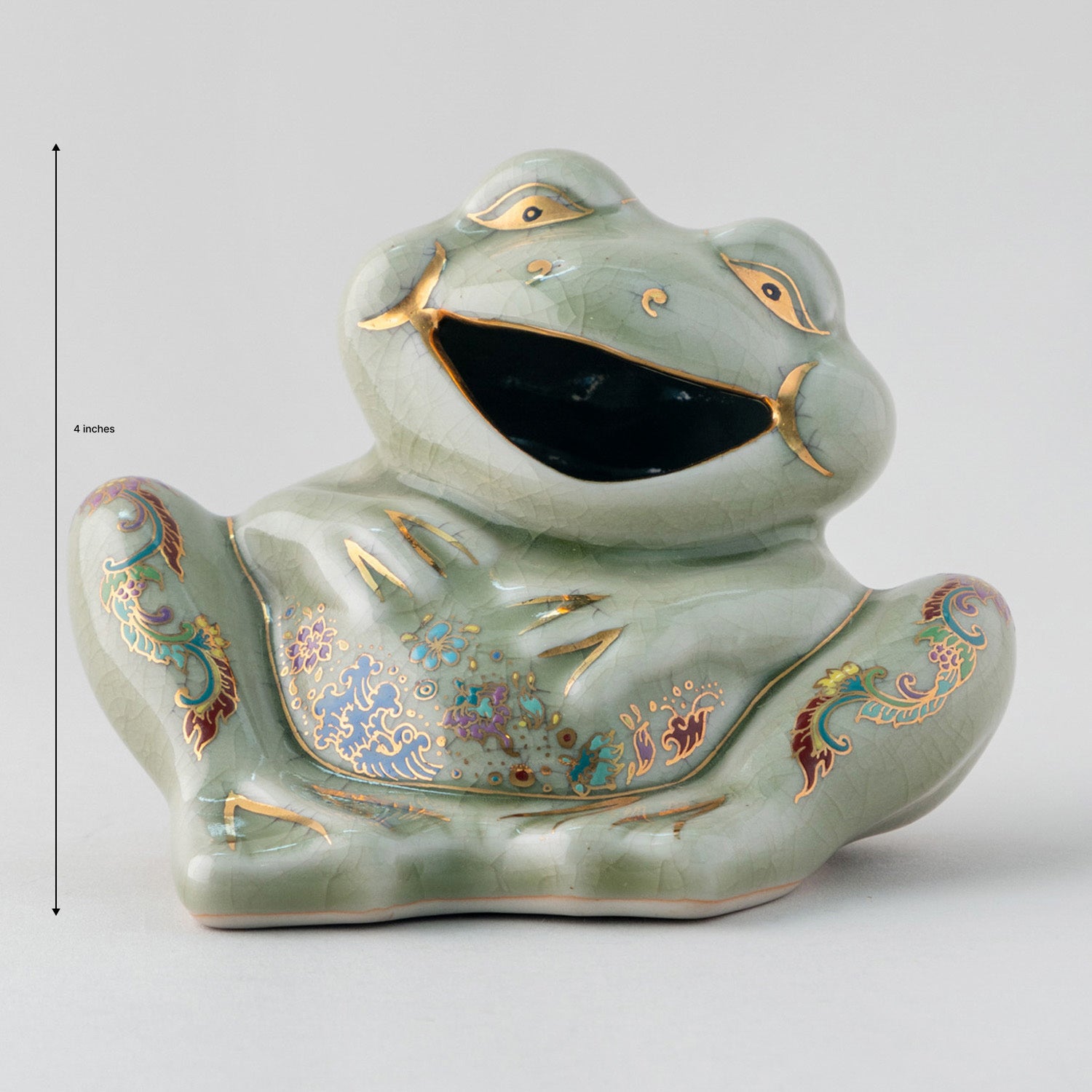 Hand-Painted Celadon Frog