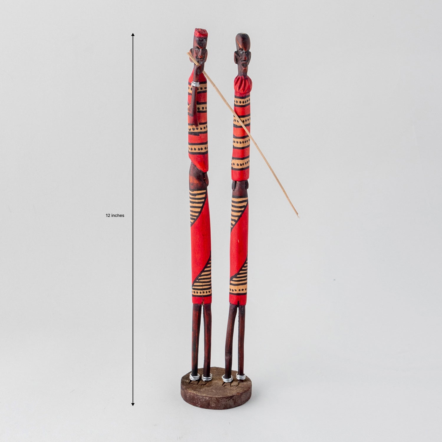 Handcrafted Wooden Masai Tribal Pair - 12 Inches