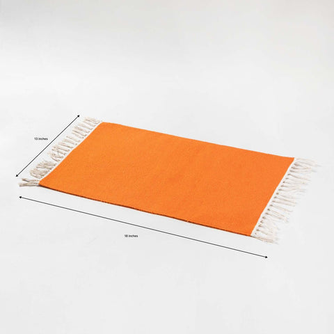 Handwoven Cotton Table Mats Set of 2 Orange - 13x18 - Eyaas