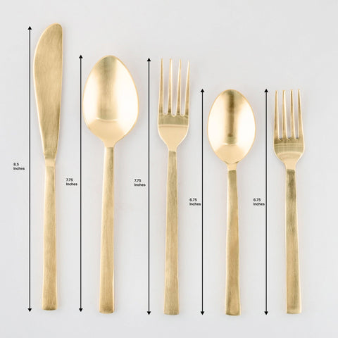 Set of 5 Stainless Steel Cutlery Set with Brass Coating - Eyaas