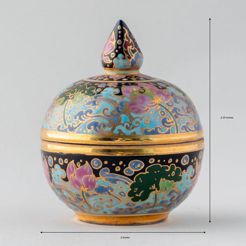Handpainted Black Porcelain Casket 2x1.25 Inches - Eyaas