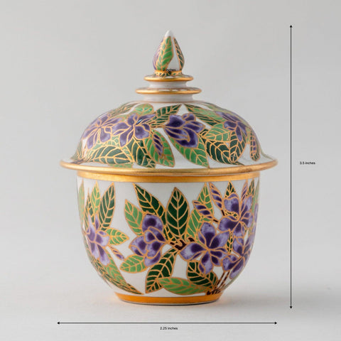 Thai Porcelain Tochun Purple Orchids, 2.3x3.5 Inches - Eyaas
