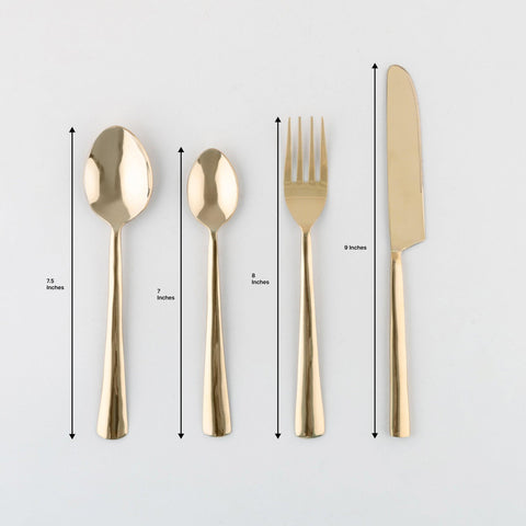 Set of 4 Stainless Steel Cutlery Set with Brass Coating - Eyaas
