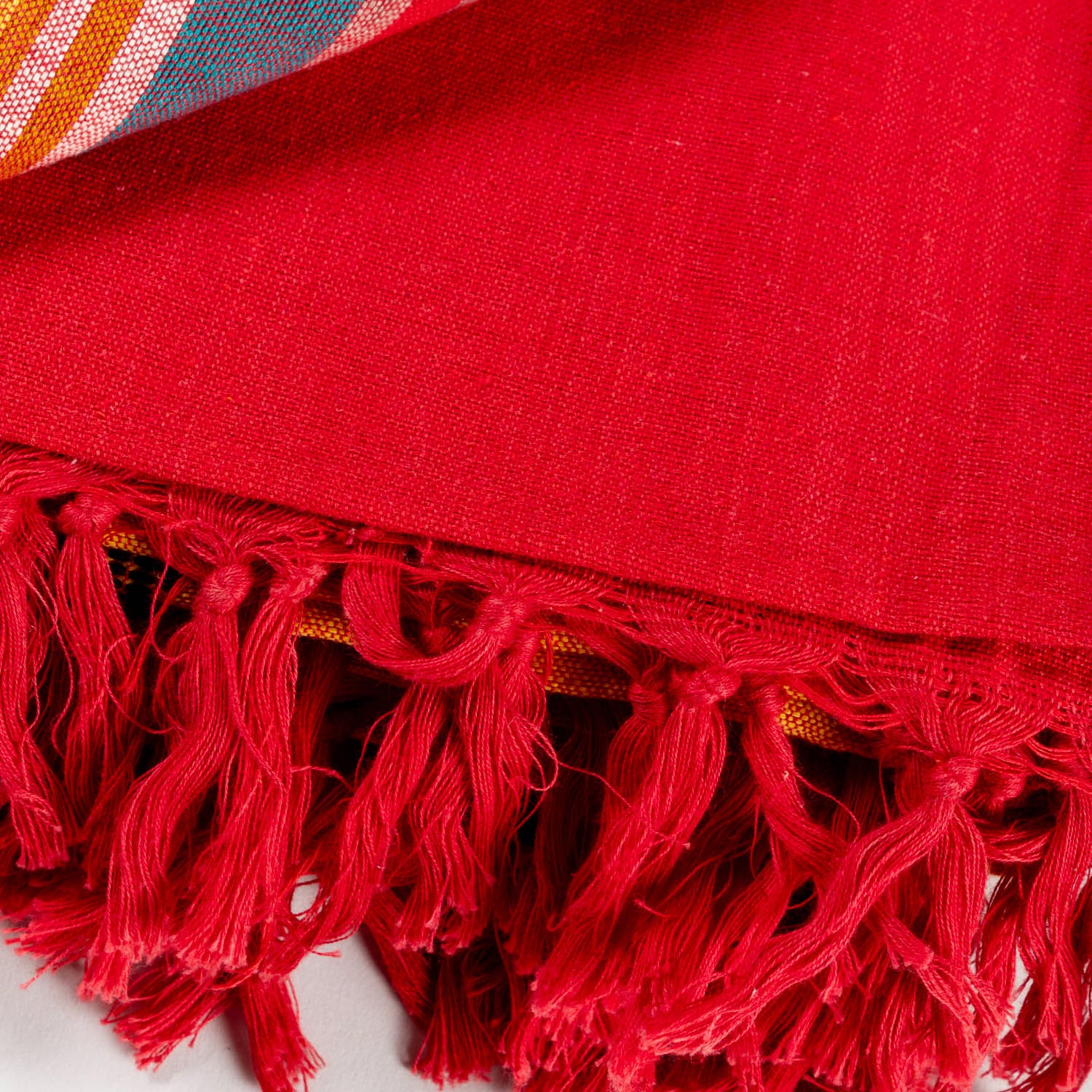 Hand Woven Bawan Buti Bed Cover in Red - 90x108
