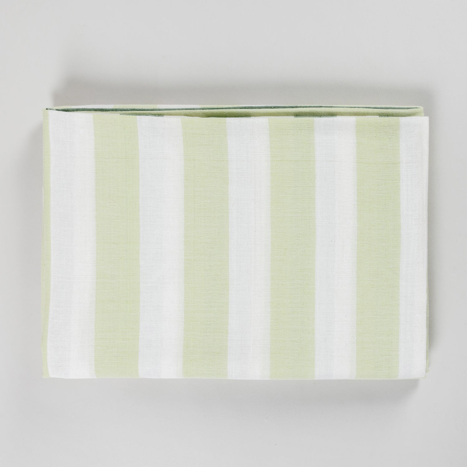 Hand Woven Striped Bed Cover with Pillow Cover in Green & White - 90x108
