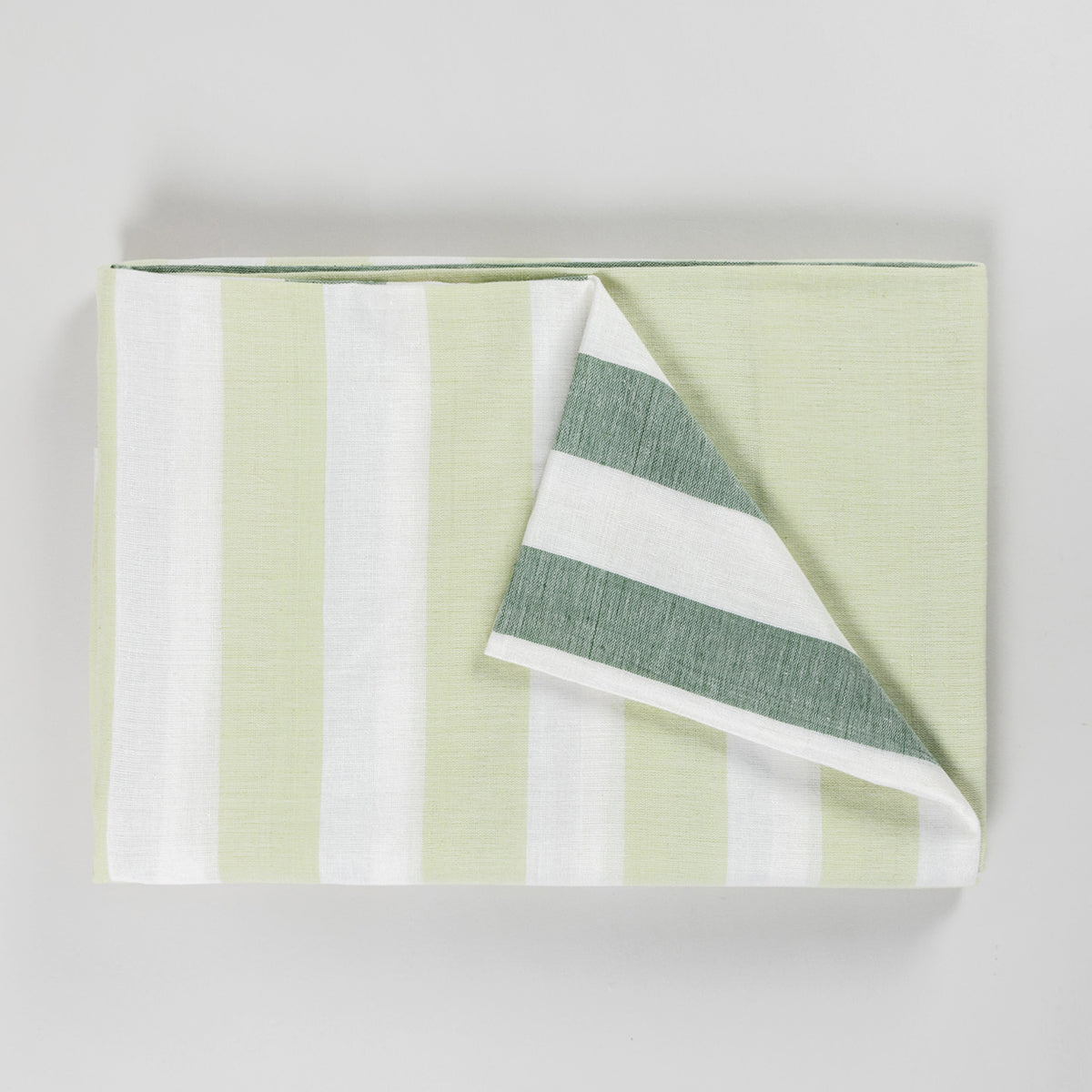 Hand Woven Striped Bed Cover with Pillow Cover in Green & White - 90x108