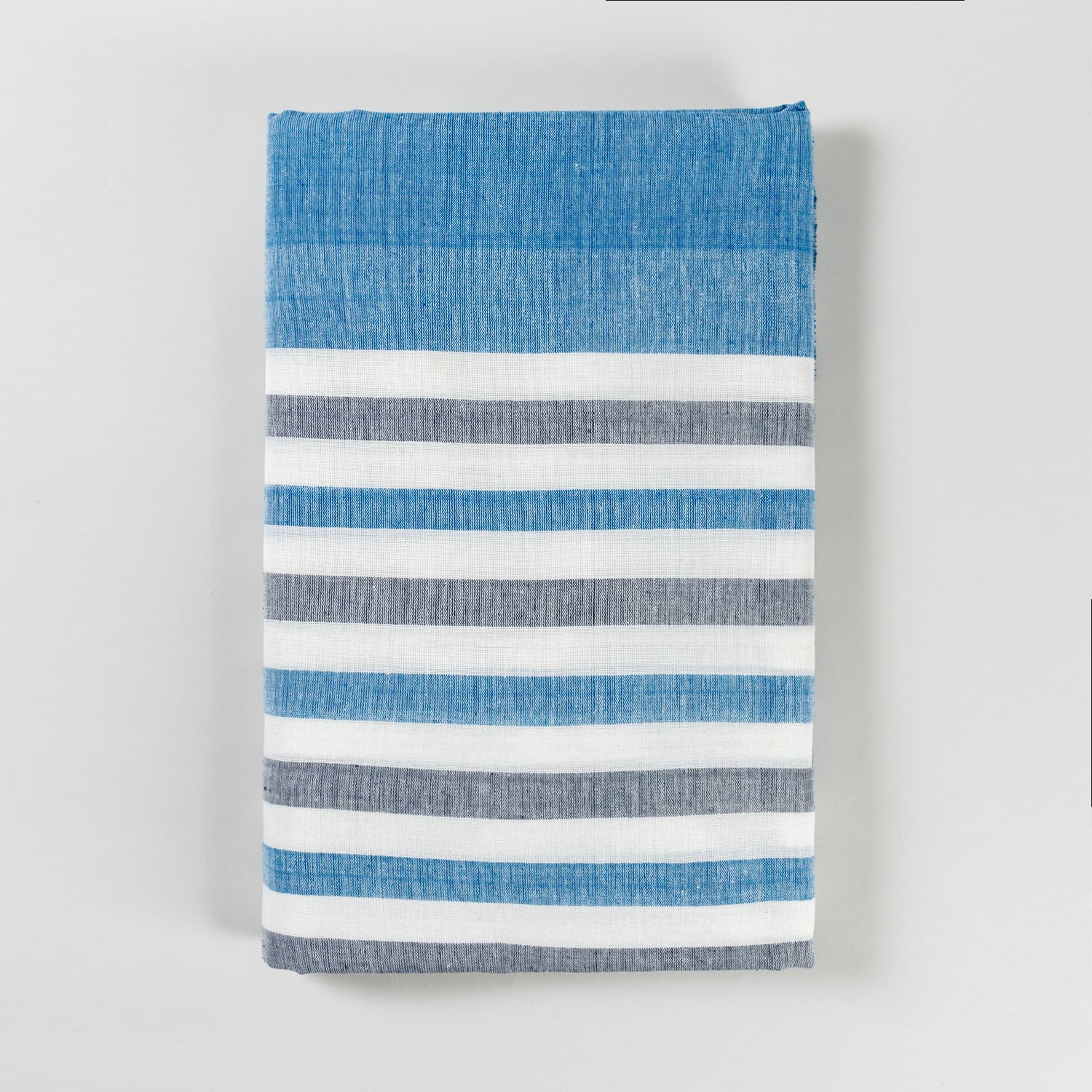 Hand Woven Striped Bed Cover with Pillow Cover in Blue & White - 90x108