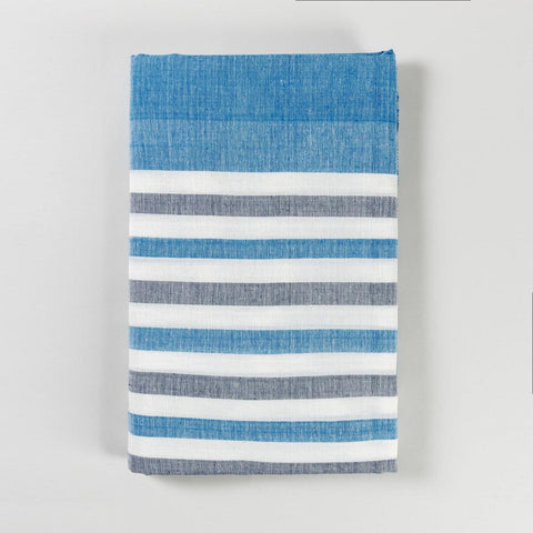 Striped King-size Bed Cover with Pillow Cover, Blue - Eyaas