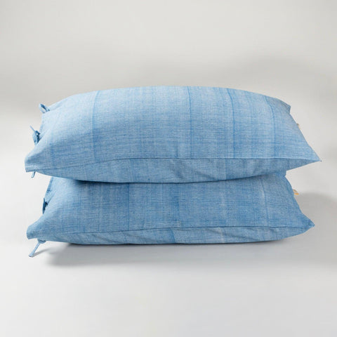 Striped King-size Bed Cover with Pillow Cover, Blue - Eyaas
