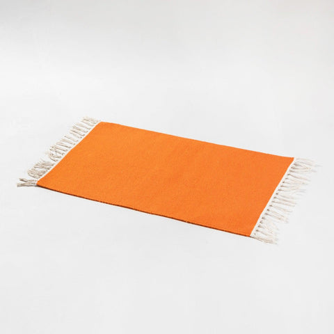 Handwoven Cotton Table Mats Set of 2 Orange - 13x18 - Eyaas
