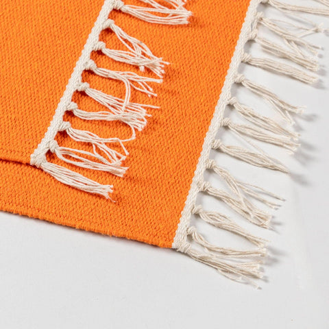 Handwoven Cotton Table Mats Set of 2 Orange - 13x18 - Eyaas
