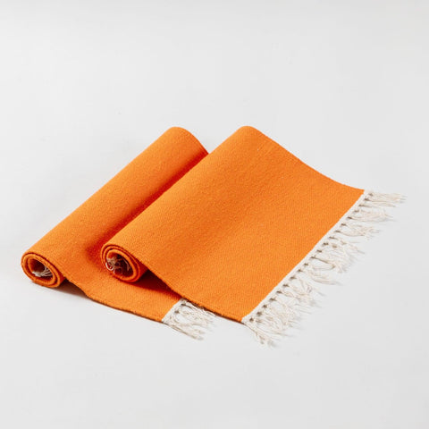 Handwoven Cotton Table Mats Set of 2 Orange - 13x18 - Eyaas