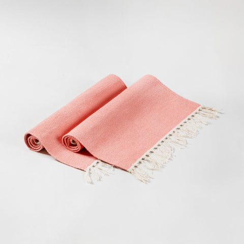 Handwoven Cotton Table Mats Set of 2 Pink - 13x18 - Eyaas