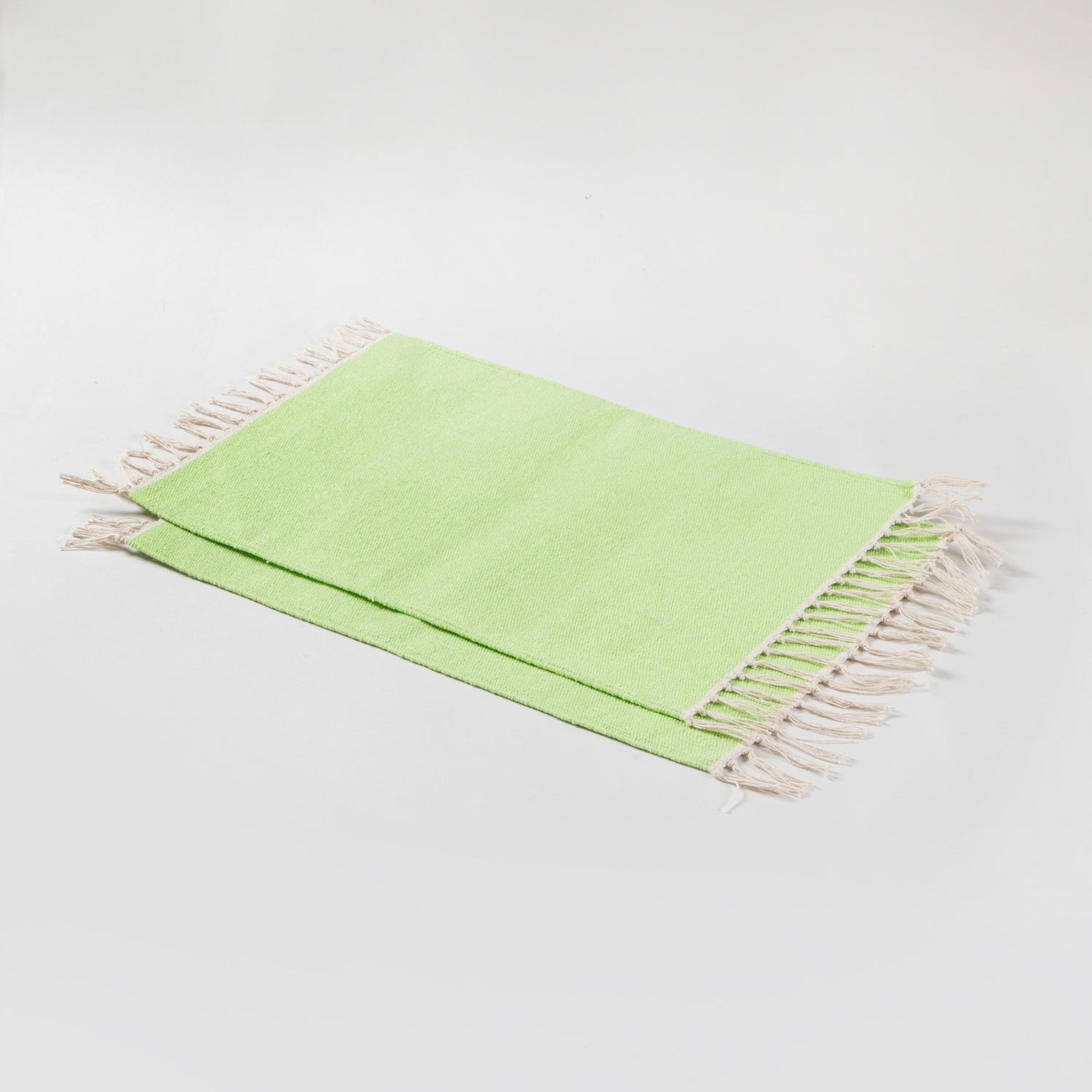 Handwoven Cotton Table Mats Set of 2 Green - 13x18