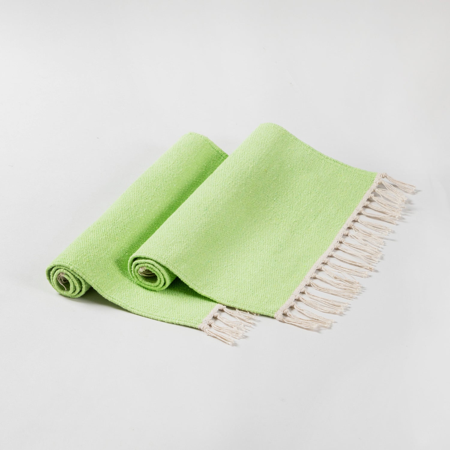 Handwoven Cotton Table Mats Set of 2 Green - 13x18