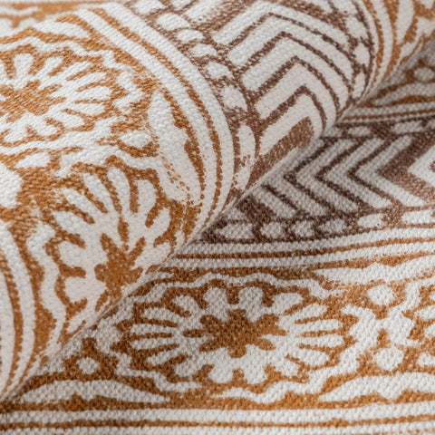 Cotton Kalamkari Dhurrie Rug, 5x3, Brown - Eyaas