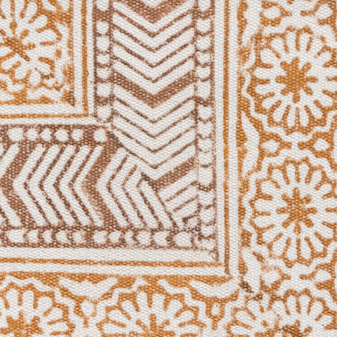 Cotton Kalamkari Dhurrie Rug, 5x3, Brown - Eyaas